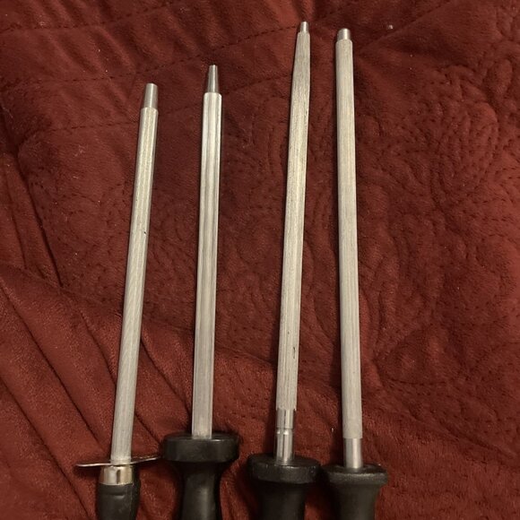 Lot Of 4 Steels Different Grades Honing Rod Kitchen Knife Sharpener Unbranded - Picture 3 of 12